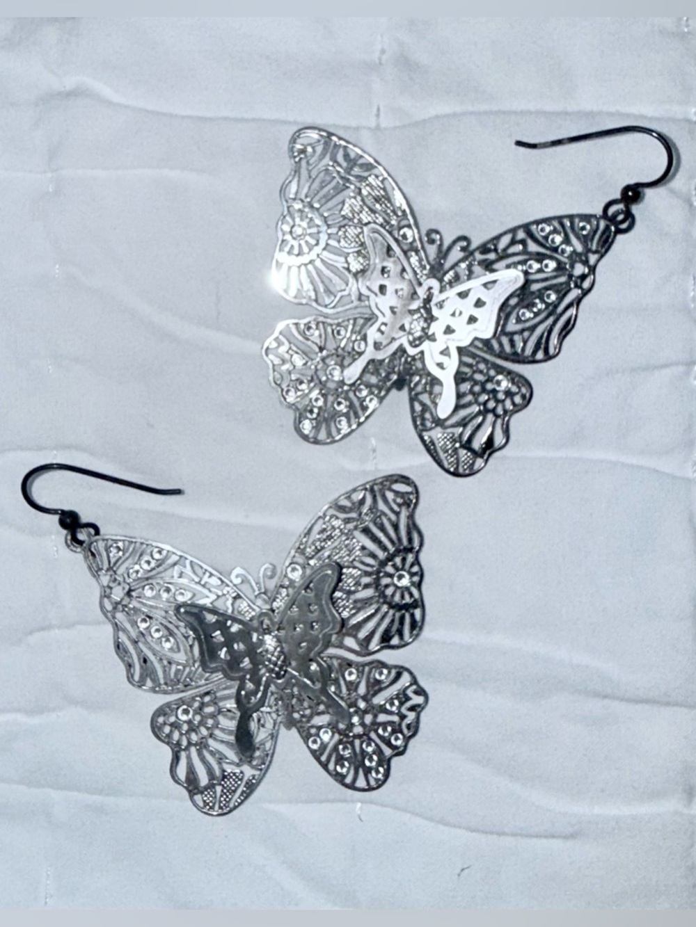 Brighton Silver Butterfly Filigree Drop Earrings